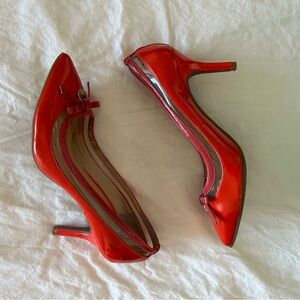 ANTONIO MELANI Elegant Red Glossy Kitten Heels With Bows